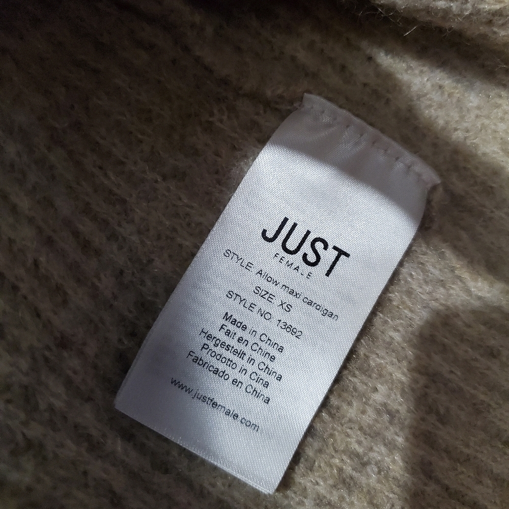 Just Female "Allow Maxi Cardigan". Open Front. Knit. Ribbed Parts. Wool, Alpaga. - Picture 9 of 13